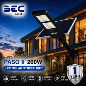 โคมไฟถนน led โซลาร์เซลล์ bec รุ่น paso ii ขนาด 200w โคมไฟถนน led โซลาร์เซลล์ bec รุ่น paso ii ขนาด 200w