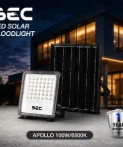 โคมไฟฟลัดไลท์ apollo led โซลาร์เซลล์ bec 100w