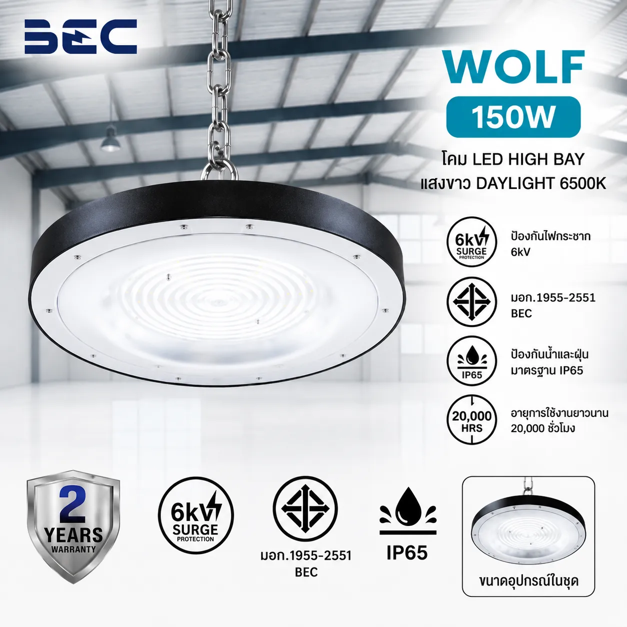 โคมไฟไฮเบย์ wolf bec 100w